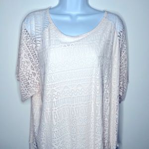 Blush Colored Top with Geometric overlay